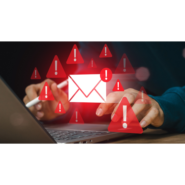 email envelope with red alerts surrounding